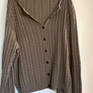 Brown Cable Knit Cardigan